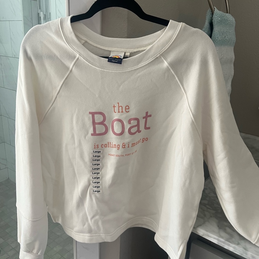 White Boat Print Sweatshirt